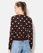 Gilet col rond à pois