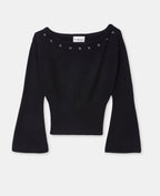 Pull avec œillets et manches flare