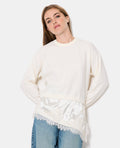 Pull 2 en 1 effet superposition avec satin et dentelle