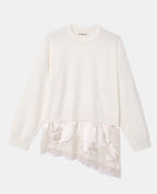 Pull 2 en 1 effet superposition avec satin et dentelle