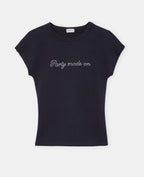 T-shirt ajusté avec message en strass