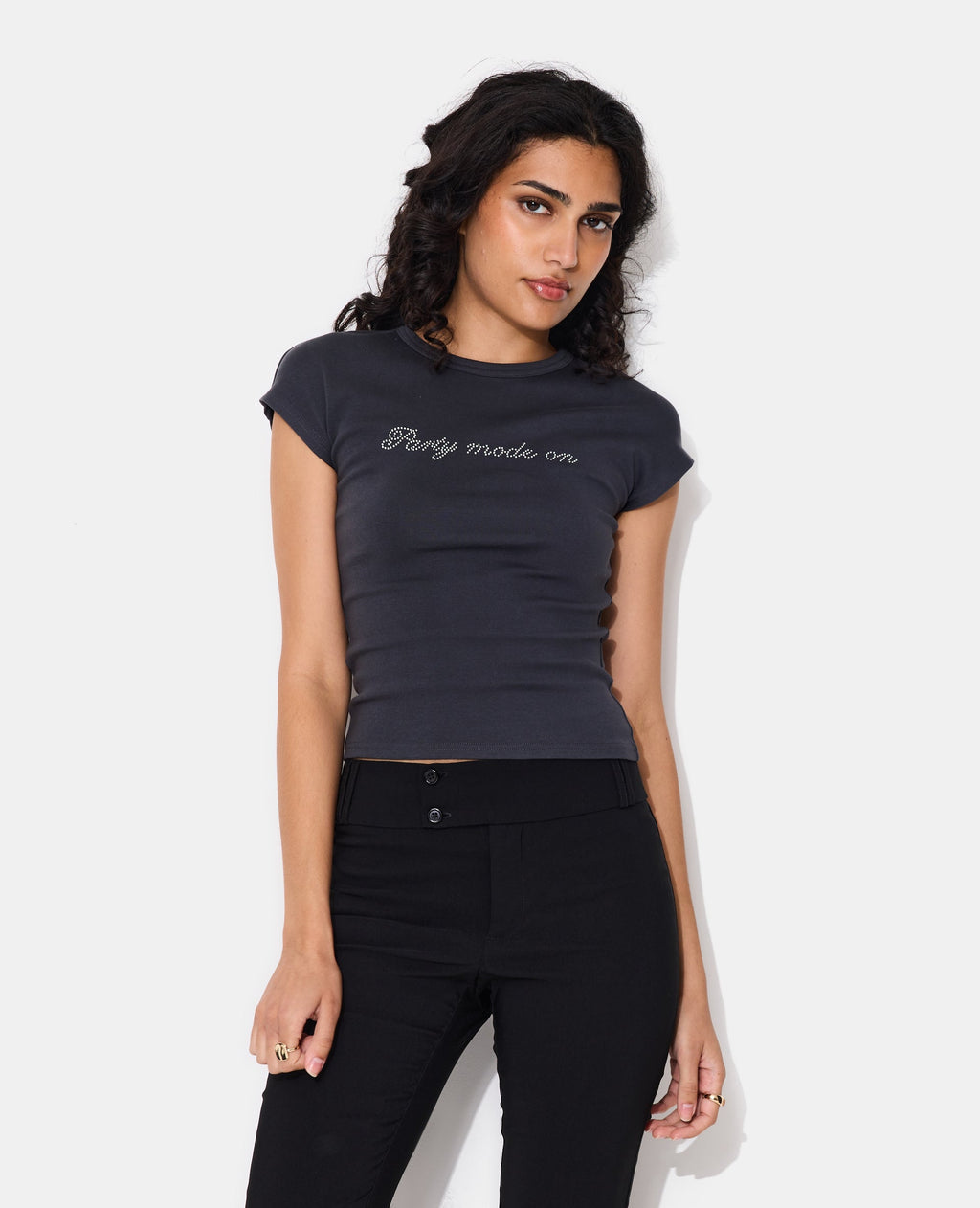 T-shirt ajusté avec message en strass