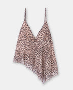 Top asymétrique en résille motif léopard