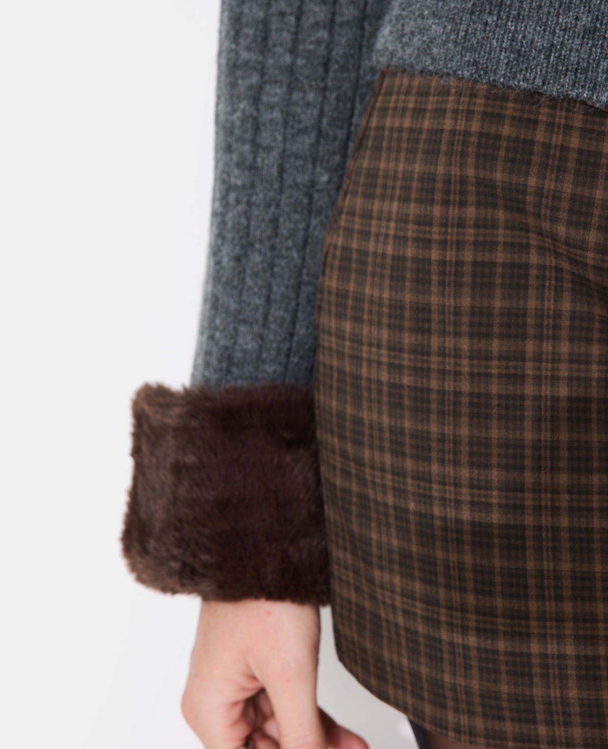 Gilet maille côtelée avec fourrure