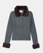 Gilet maille côtelée avec fourrure