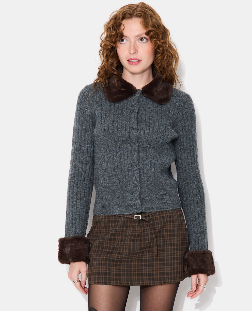 Gilet maille côtelée avec fourrure