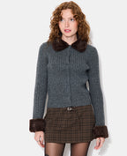 Gilet maille côtelée avec fourrure