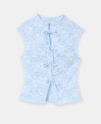 Top en dentelle col mao
