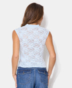 Top en dentelle col mao