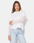 T-shirt effet superposition manches dentelle