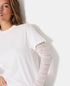 T-shirt effet superposition manches dentelle