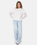 T-shirt effet superposition manches dentelle