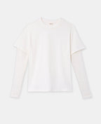 T-shirt effet superposition manches dentelle