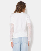 T-shirt effet superposition manches dentelle