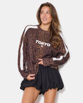 Sweat léopard avec print TOKYO et bandes