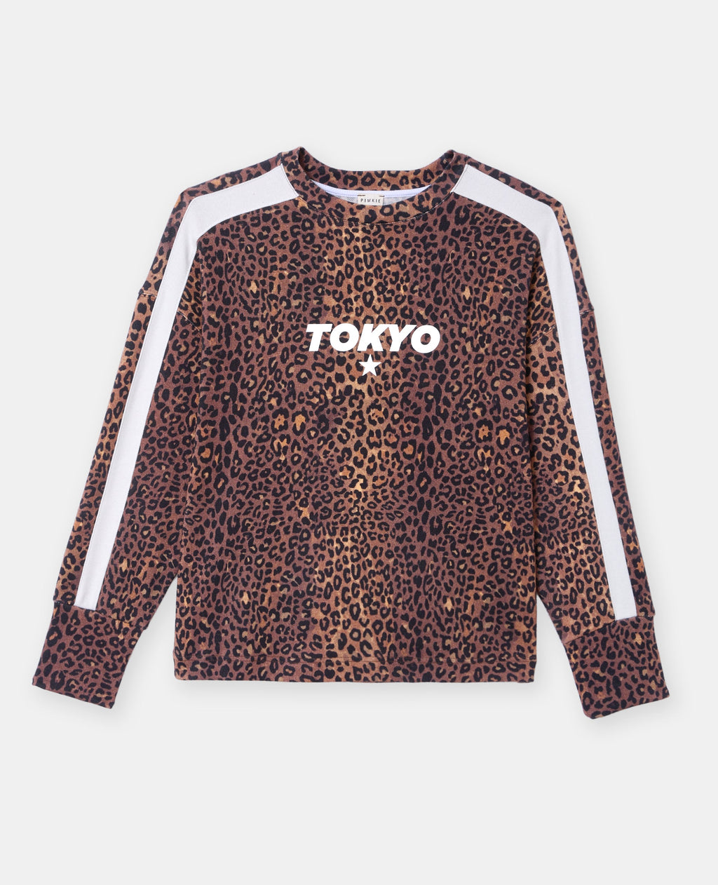 Sweat léopard avec print TOKYO et bandes