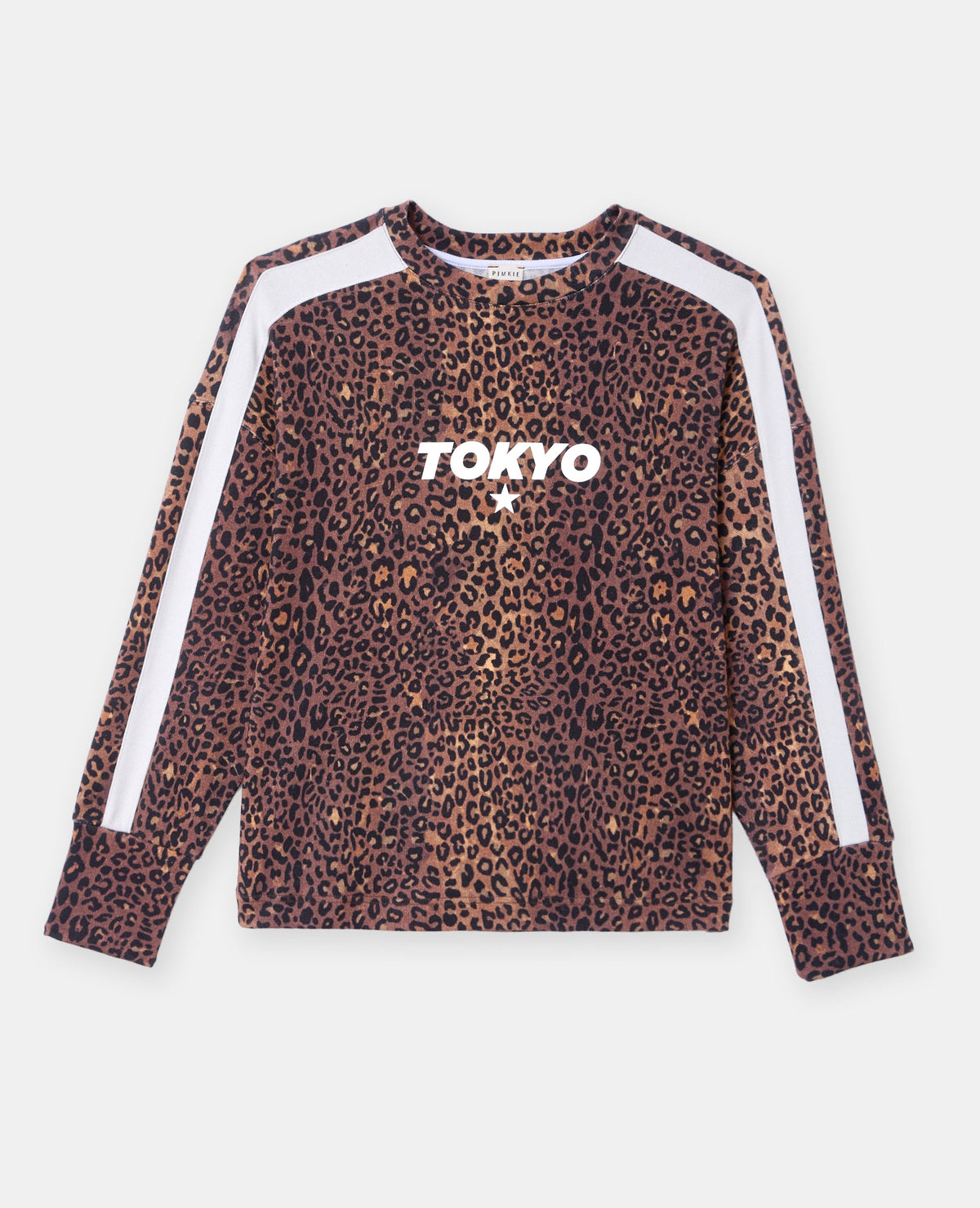 Sweat léopard avec print TOKYO et bandes