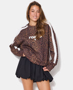 Sweat léopard avec print TOKYO et bandes