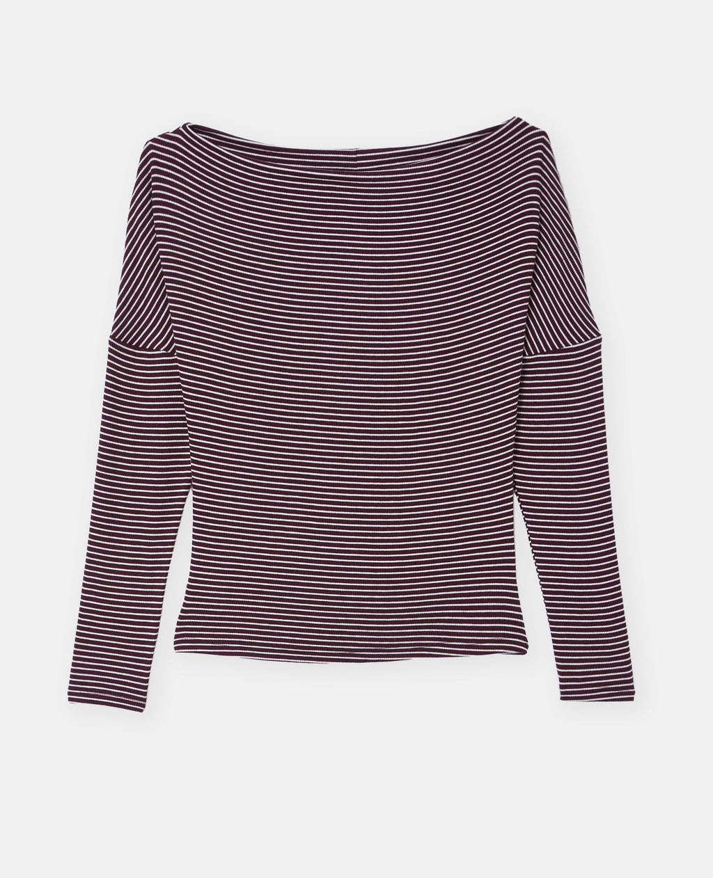 T-shirt rayé encolure bénitier manches 3/4