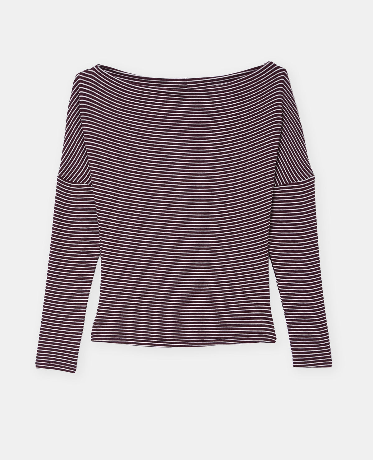 T-shirt rayé encolure bénitier manches 3/4