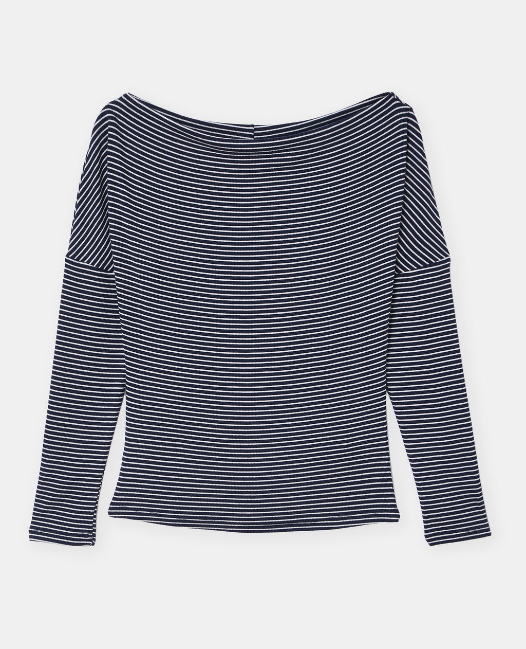 T-shirt rayé encolure bénitier manches 3/4