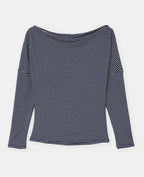 T-shirt rayé encolure bénitier manches 3/4