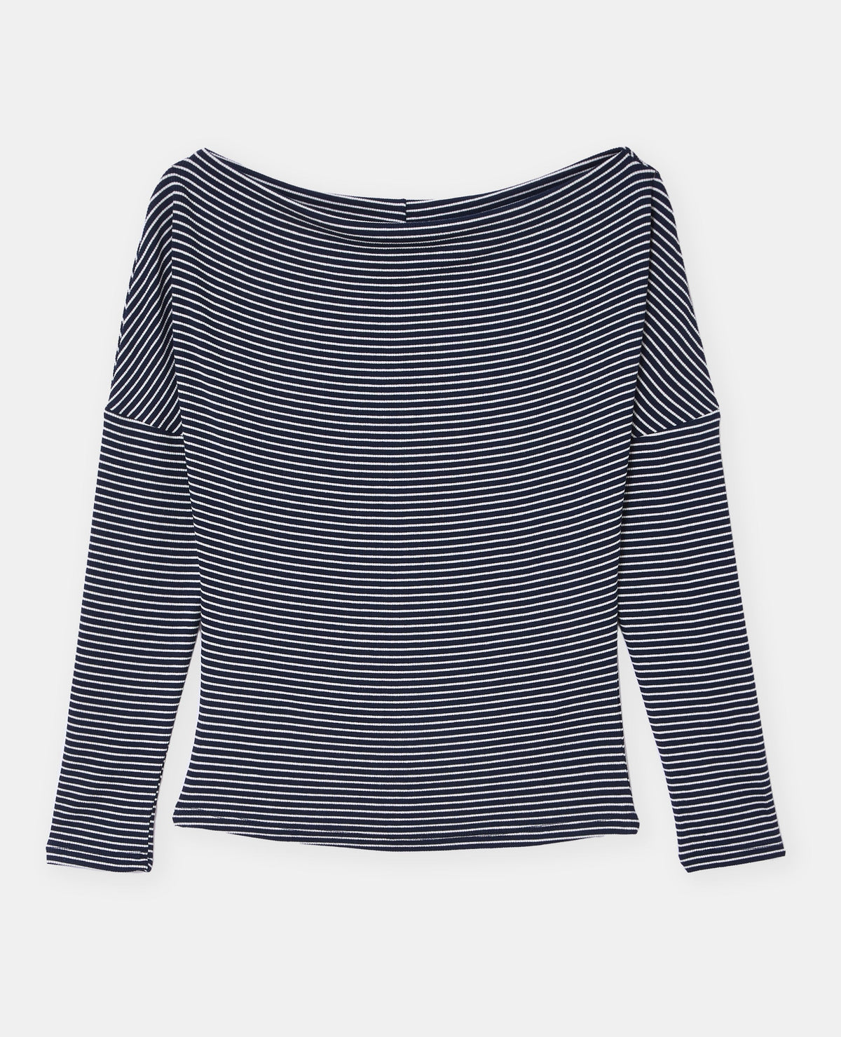 T-shirt rayé encolure bénitier manches 3/4