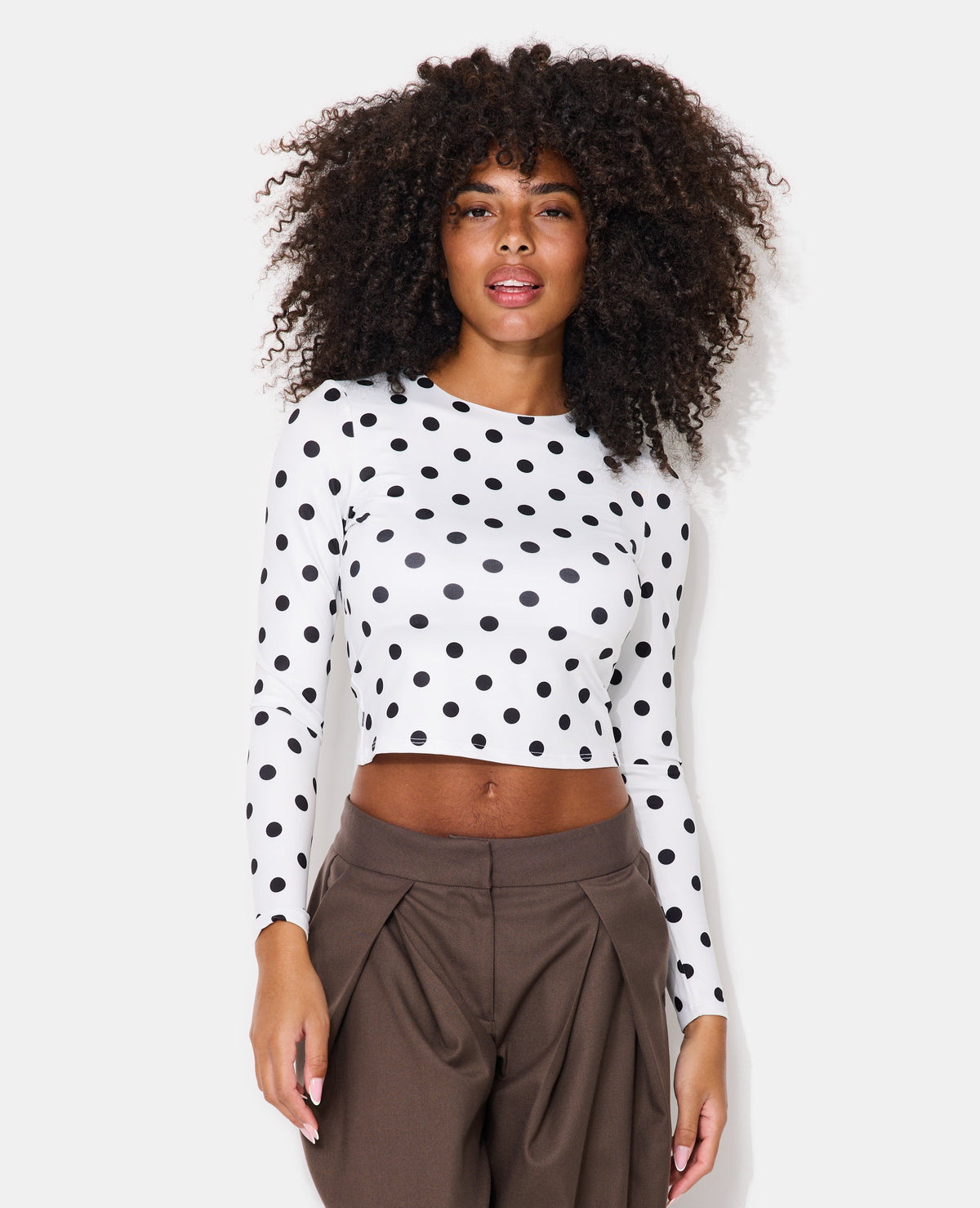 T-shirt ajusté manches longues motif pois