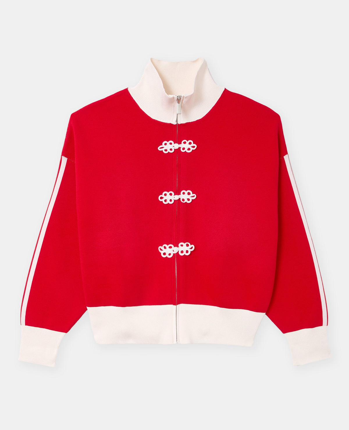 Gilet zippé en maille serrée esprit asiatique