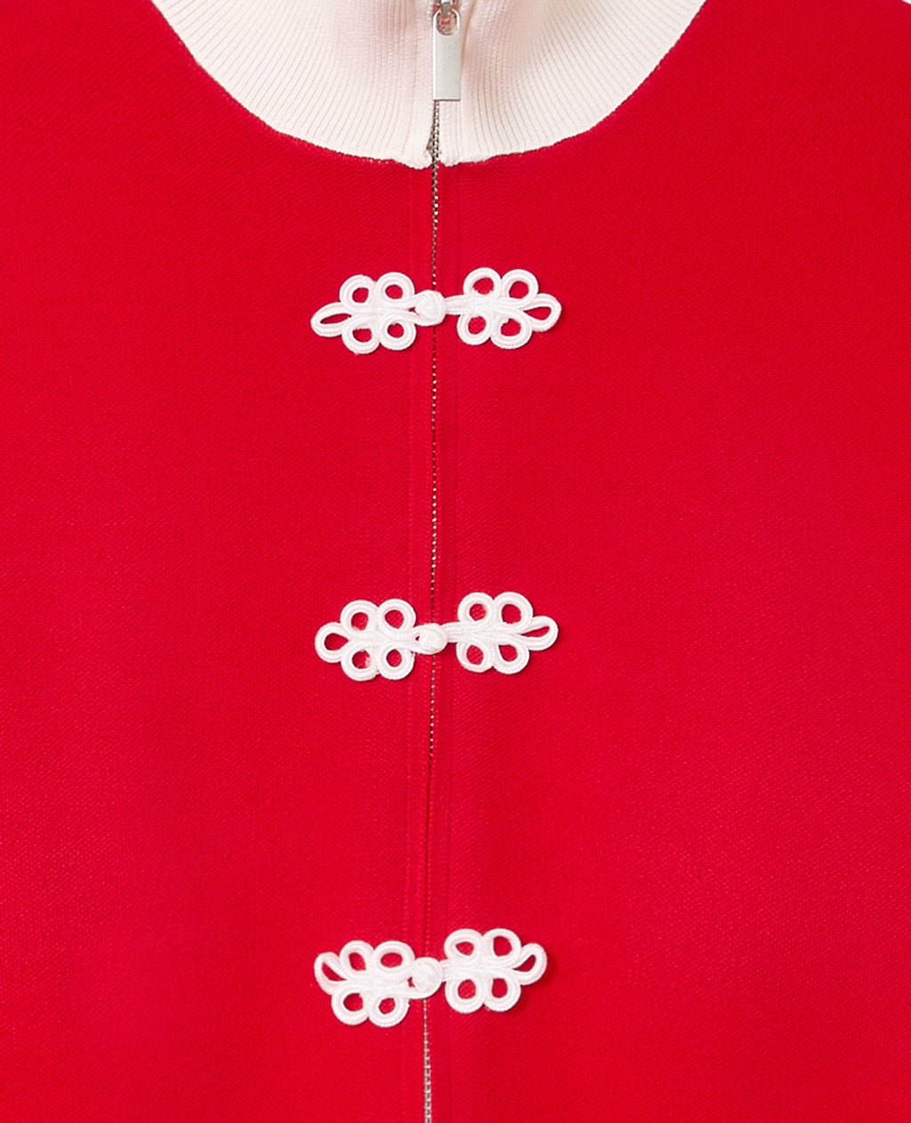Gilet zippé en maille serrée esprit asiatique