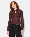 Top jacquard effet dentelle avec fleurs