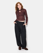 Top jacquard effet dentelle avec fleurs