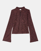 Top jacquard effet dentelle avec fleurs
