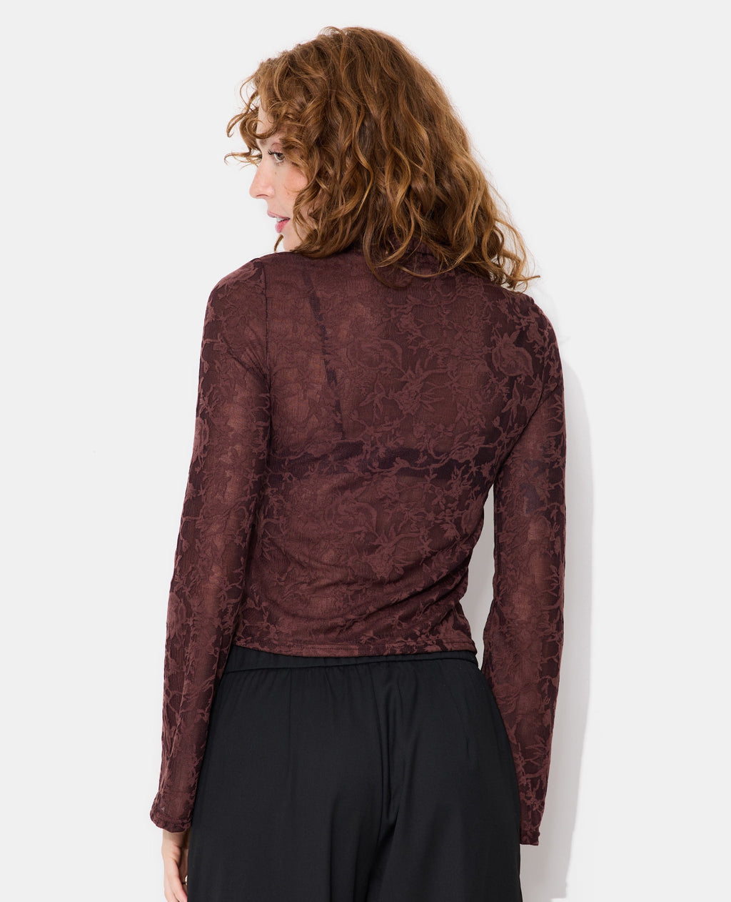 Top jacquard effet dentelle avec fleurs