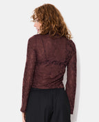 Top jacquard effet dentelle avec fleurs