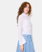 Top jacquard effet dentelle avec fleurs