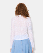 Top jacquard effet dentelle avec fleurs