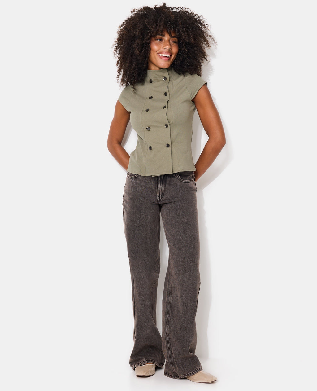 T-shirt double boutonnage esprit officier