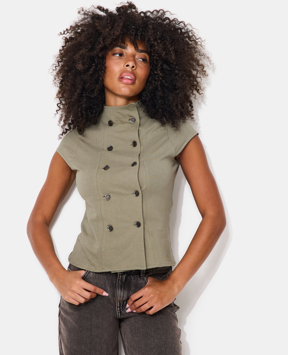 T-shirt double boutonnage esprit officier