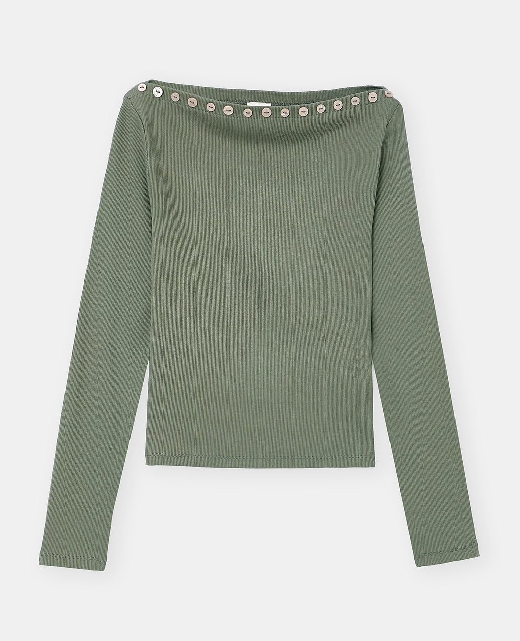 T-shirt manches longues col bateau avec boutons