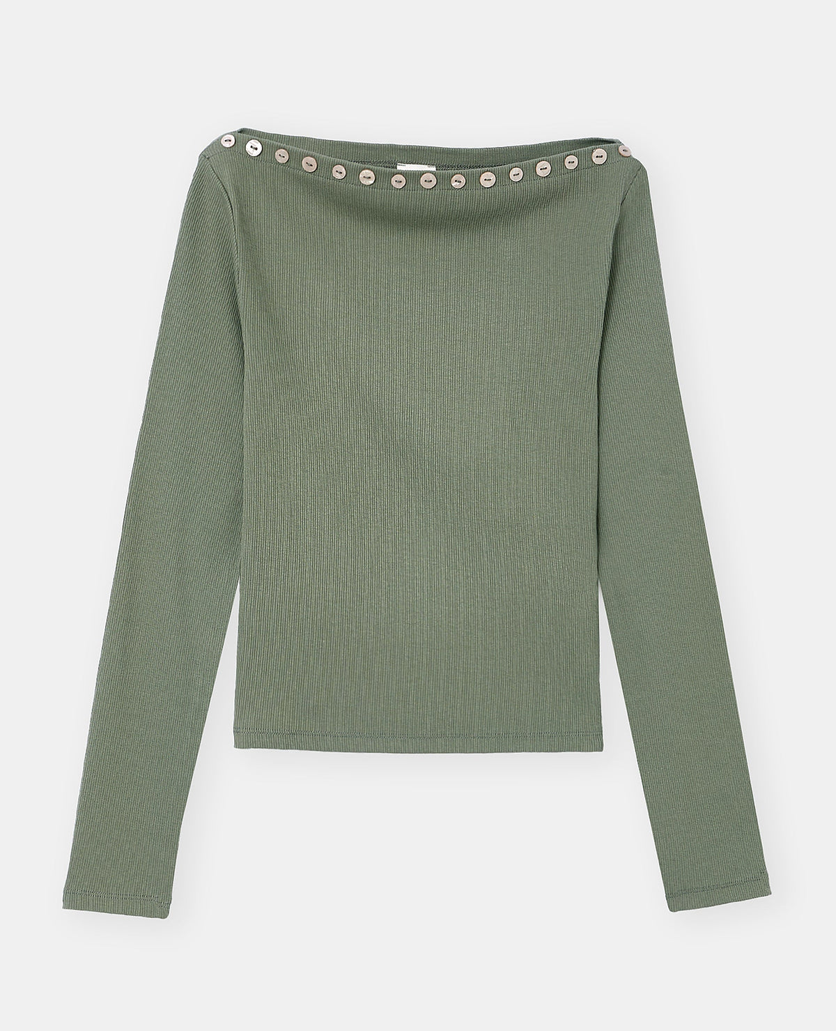 T-shirt manches longues col bateau avec boutons