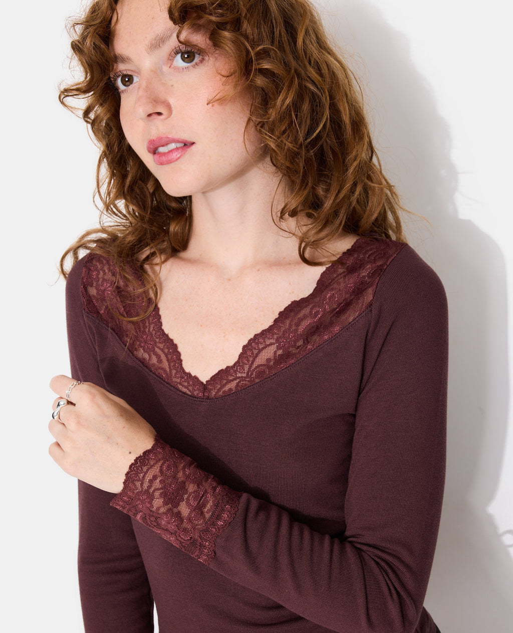 T-shirt manches longues avec dentelle