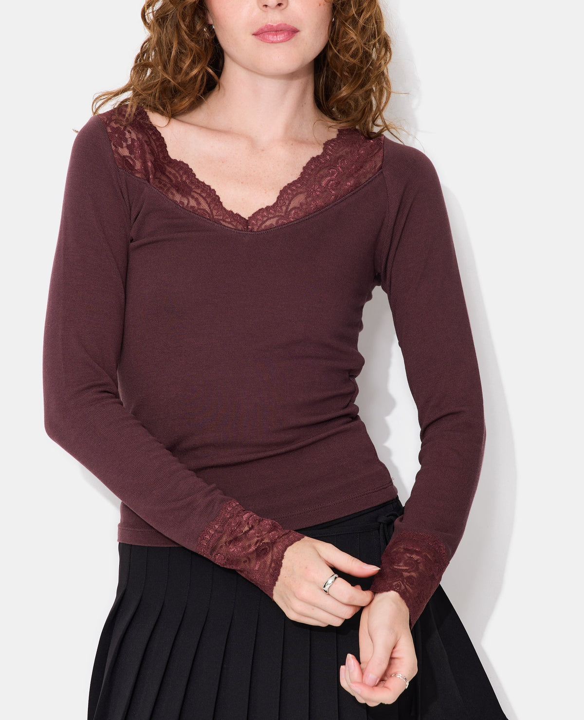 T-shirt manches longues avec dentelle