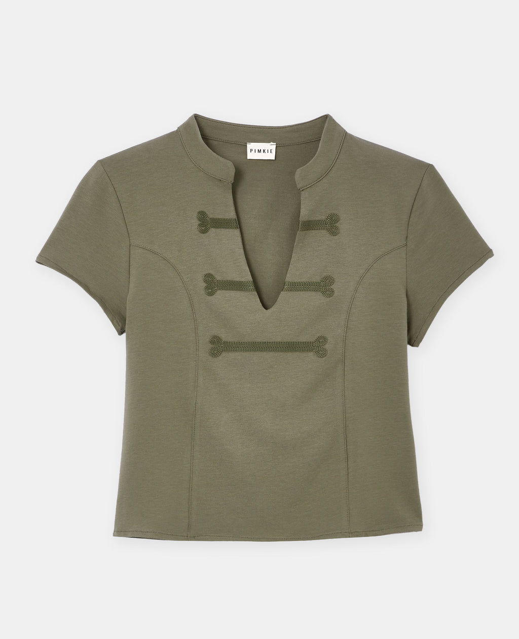T-shirt court esprit asie avec col mao