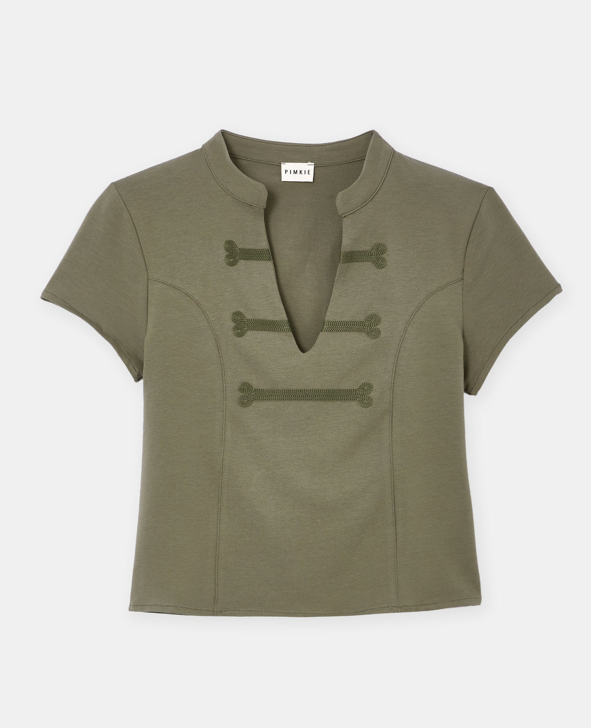 T-shirt court esprit asie avec col mao