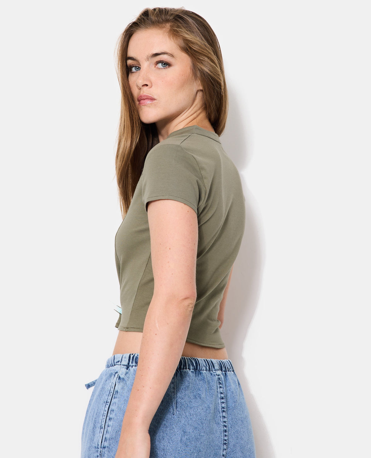 T-shirt court esprit asie avec col mao