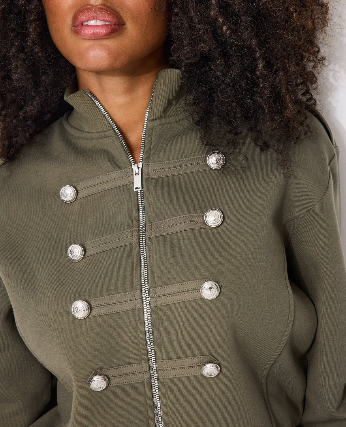 Sweat zippé esprit veste officier avec boutons