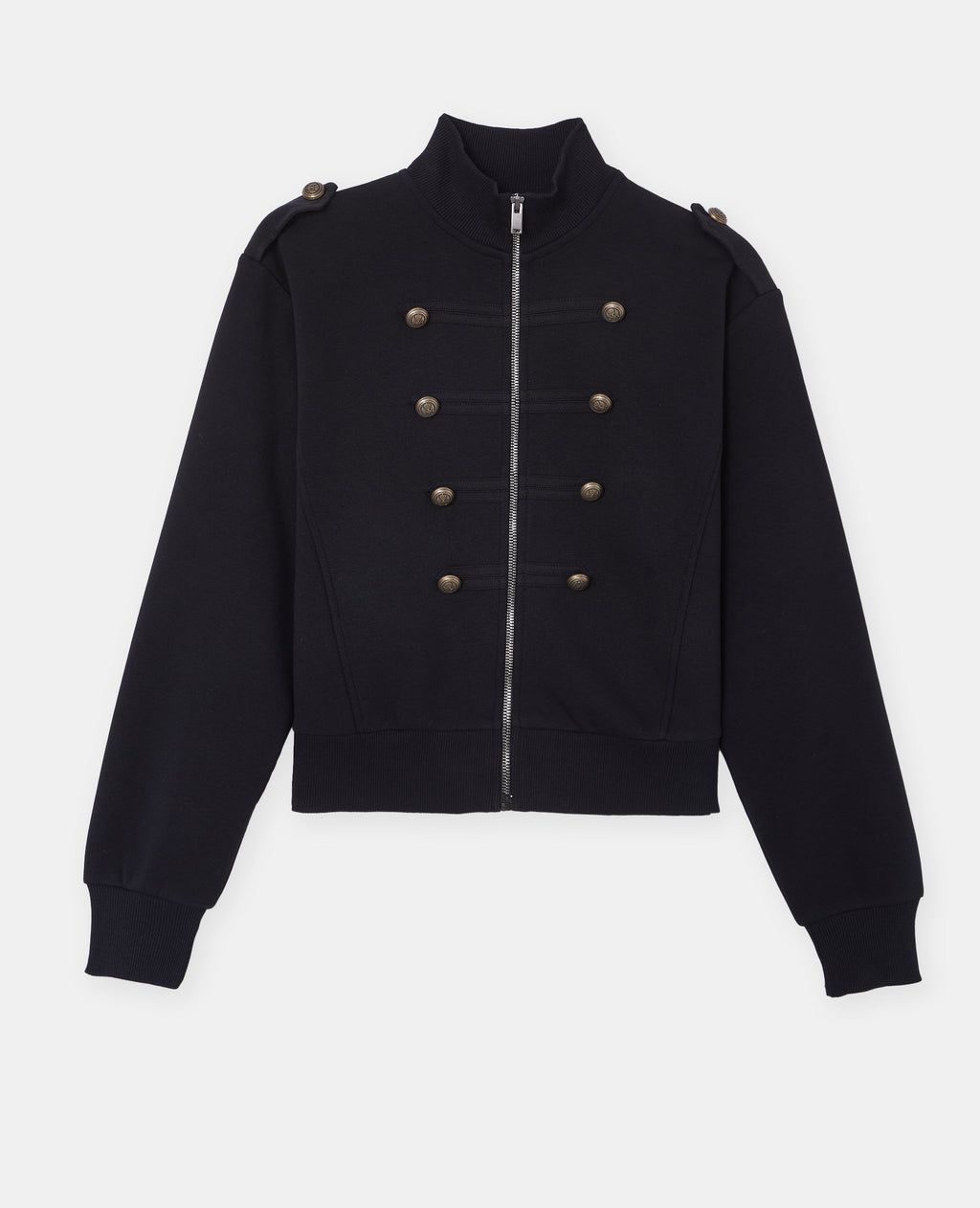 Sweat zippé esprit veste officier avec boutons