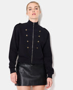 Sweat zippé esprit veste officier avec boutons