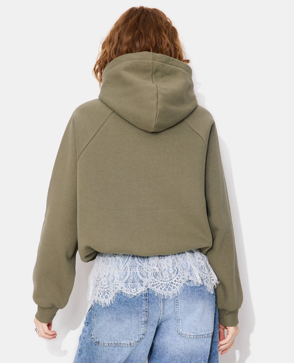 Sweat capuche oversize avec dentelle